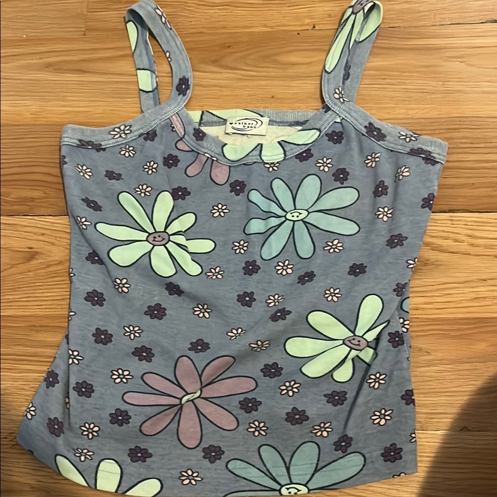 Forever 21 Gray and Green Fitted Camisole Tank Top